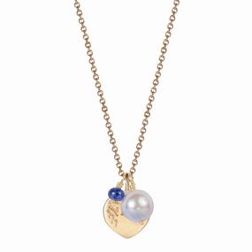 10K Gold Compassion Trinket Pendant with Akoya Pearl and Sapphire