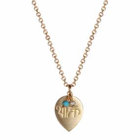 10K Gold Devotion Drop Pendant with Turquoise and Pearl Beads
