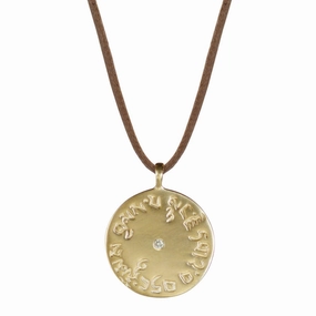 10K Gold Four Immeasurables Medallion Pendant with Diamond on Cord