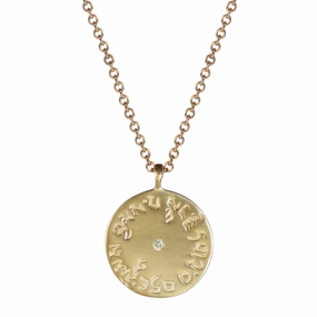 10K Gold Four Immeasurables Medallion Pendant with Diamond
