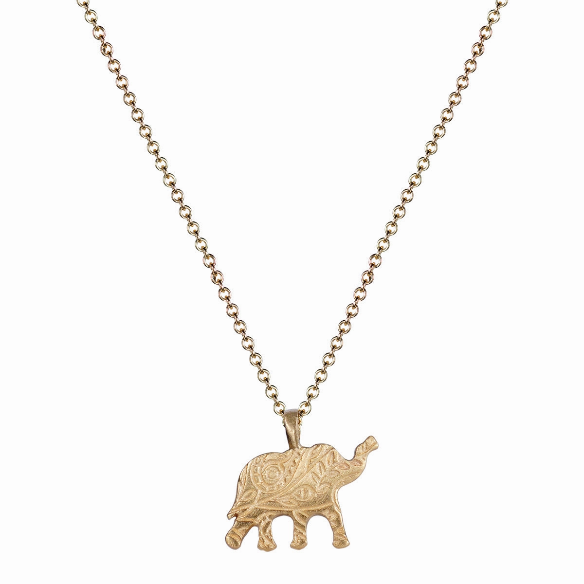 10K Gold Small Paisley Elephant Pendant
