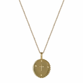 10K Gold Thin Cross Medal Pendant