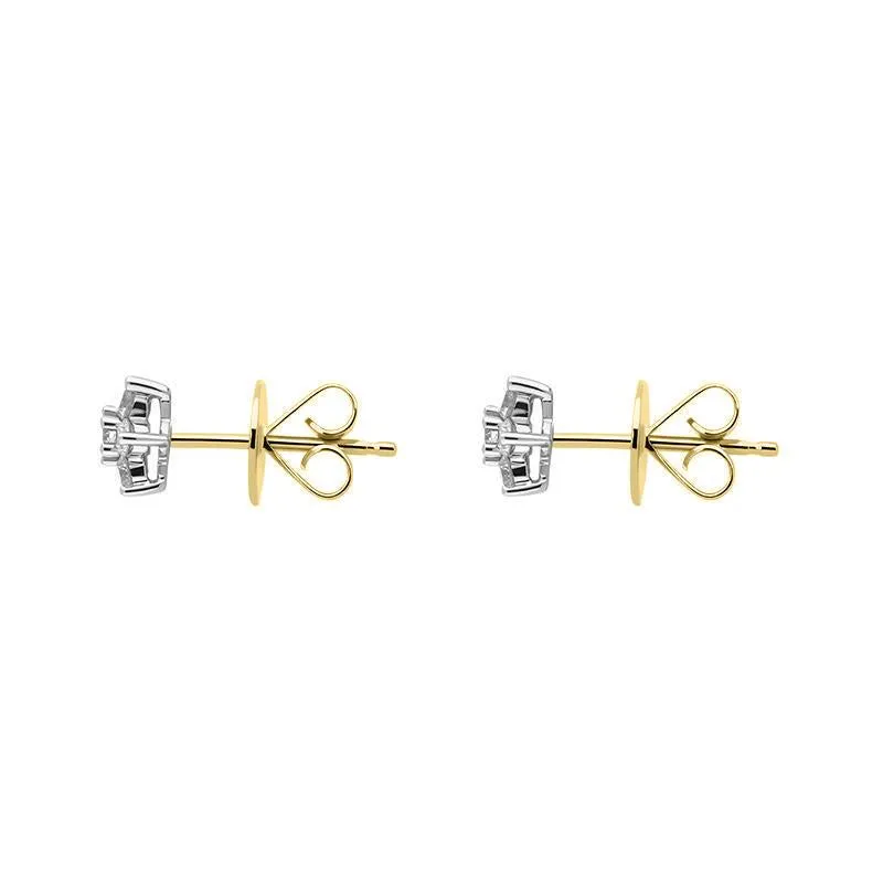 18ct White and Yellow Gold Diamond Cluster Stud Earrings