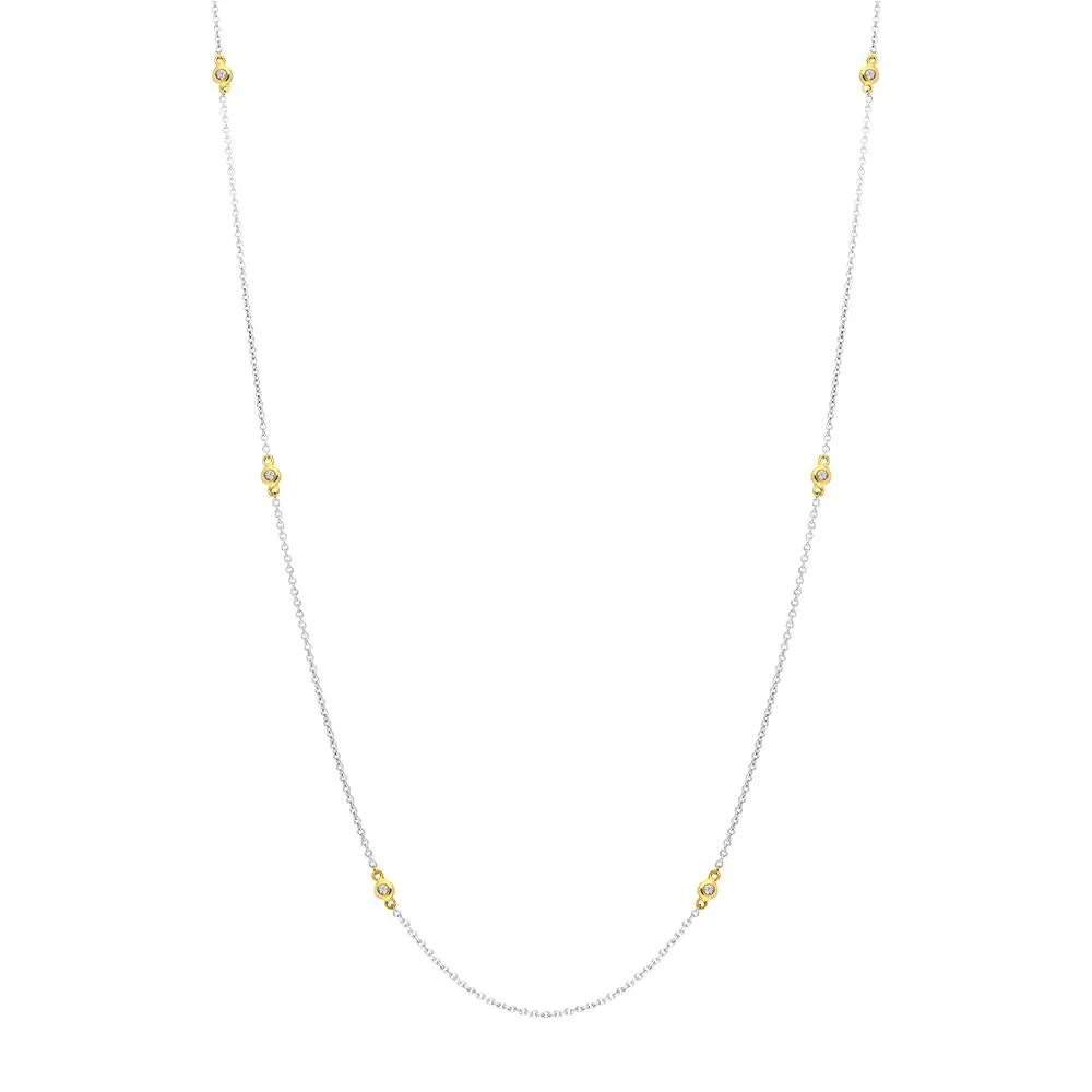 18ct White and Yellow Gold Diamond Long Necklet D
