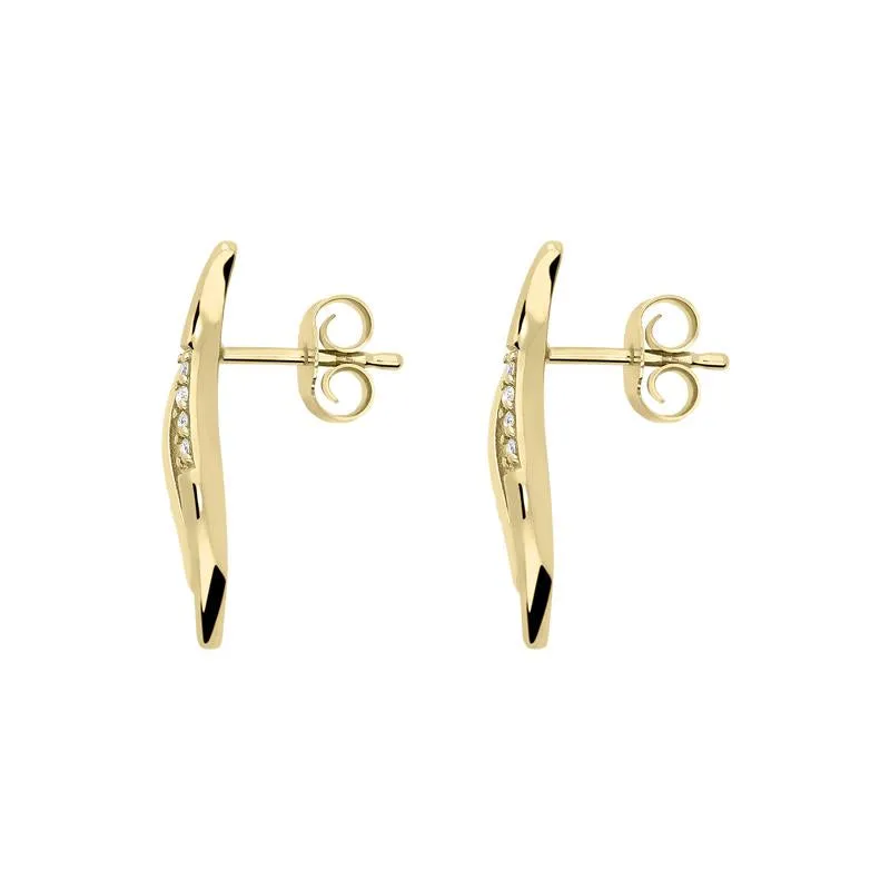 18ct White and Yellow Gold Diamond Wave Stud Earrings