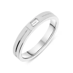 18ct White Gold 0.13ct Diamond 4mm Engraved Wedding Ring D