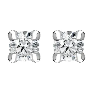 18ct White Gold 0.14ct Diamond Claw Set Solitaire Stud Earrings