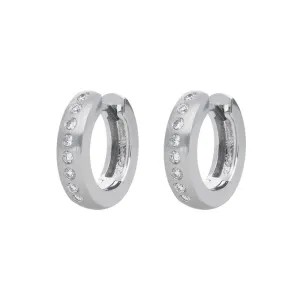 18ct White Gold 0.19ct Diamond Brilliant Cut Satin Hoop Earrings