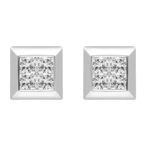 18ct White Gold 0.20ct Diamond Princess Cut Square Stud Earrings