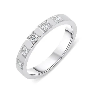 18ct White Gold 0.20ct Diamond Set Five Stone Wedding Band Ring