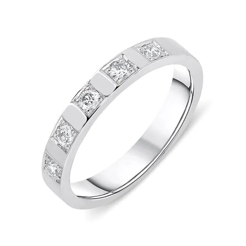 18ct White Gold 0.20ct Diamond Set Five Stone Wedding Band Ring