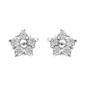 18ct White Gold 0.21ct Diamond Small Flower Stud Earrings D