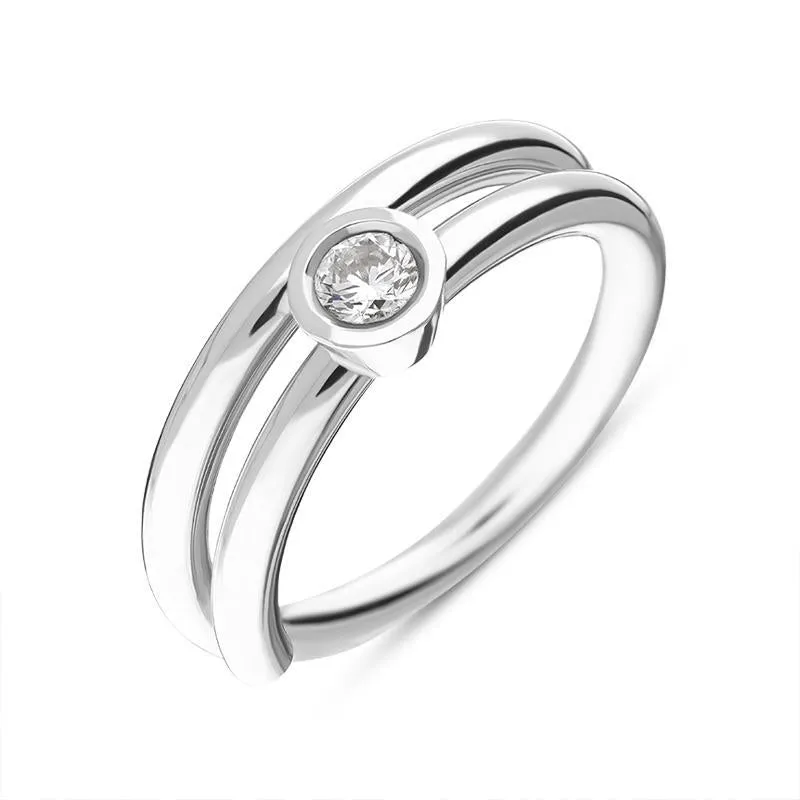 18ct White Gold 0.21ct Diamond Tube Set Ring