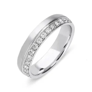 18ct White Gold 0.24ct Diamond Satin Finish Wedding Ring