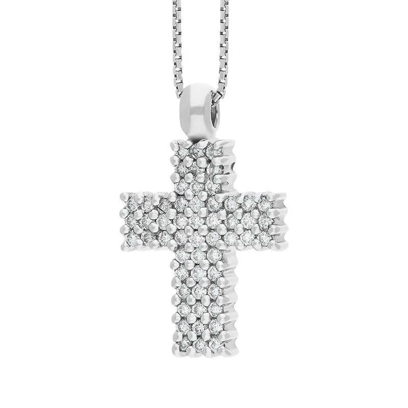 18ct White Gold 0.27ct Diamond Cross Necklace D
