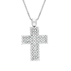 18ct White Gold 0.27ct Diamond Cross Necklace D
