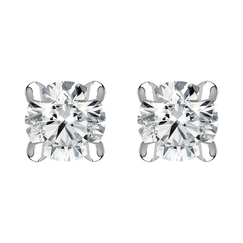 18ct White Gold 0.30ct Diamond Claw Set Solitaire Stud Earrings