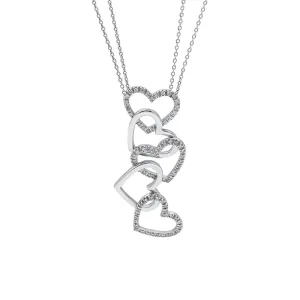 18ct White Gold 0.30ct Diamond Five Heart Necklace