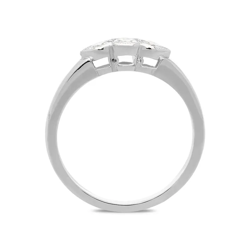 18ct White Gold 0.30ct Diamond Milgrain Trilogy Ring