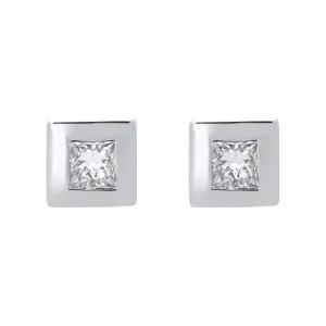 18ct White Gold 0.32ct Diamond Princess Cut Solitaire Stud Earrings