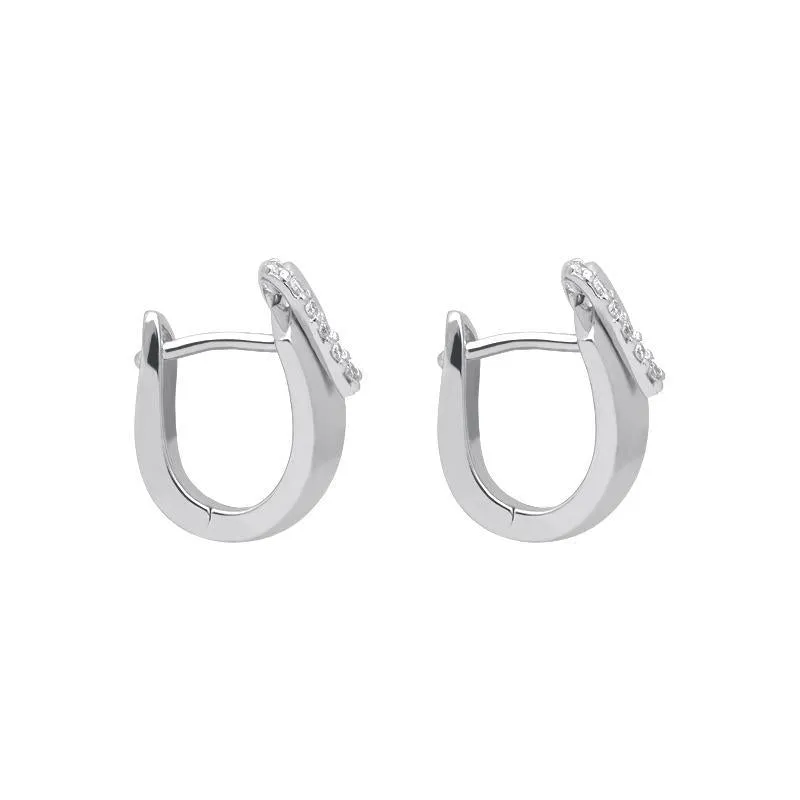 18ct White Gold 0.33ct Diamond Satin Wedge Hoop Earrings