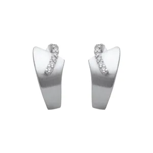 18ct White Gold 0.33ct Diamond Satin Wedge Hoop Earrings