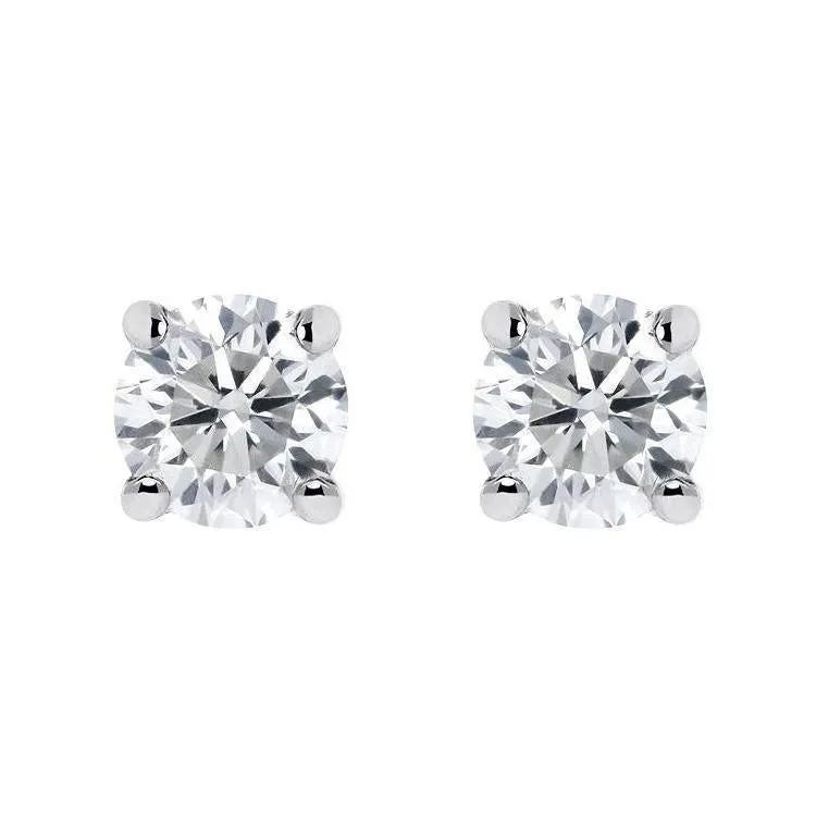 18ct White Gold 0.40ct Diamond Claw Set Solitaire Stud Earrings