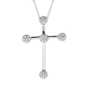 18ct White Gold 0.40ct Diamond Cross Necklace