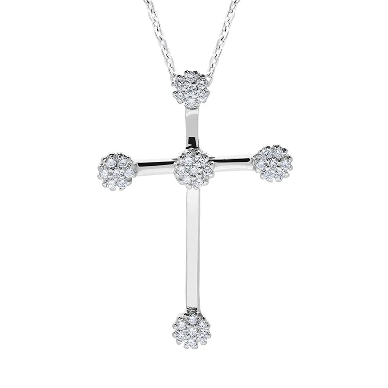 18ct White Gold 0.40ct Diamond Cross Necklace
