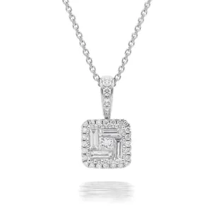 18ct White Gold 0.42ct Diamond Cluster Necklace