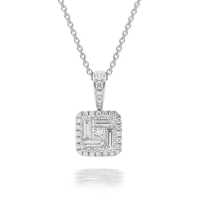 18ct White Gold 0.42ct Diamond Cluster Necklace