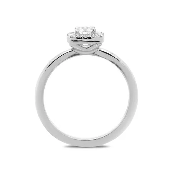 18ct White Gold 0.42ct Diamond Pave Round Brilliant Cut Halo Ring