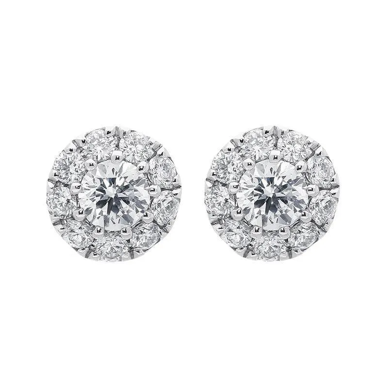 18ct White Gold 0.44ct Diamond Halo Stud Earrings