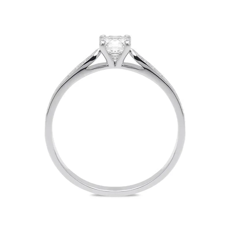 18ct White Gold 0.46ct Diamond Asscher Cut Engagement Ring D