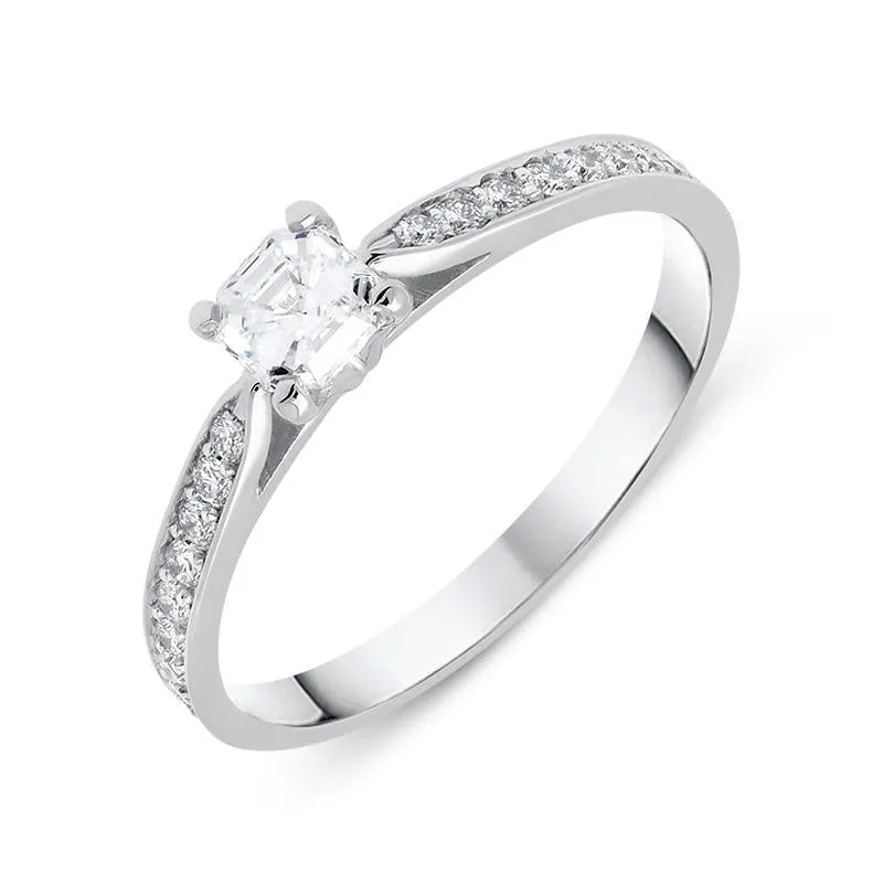 18ct White Gold 0.46ct Diamond Asscher Cut Engagement Ring D