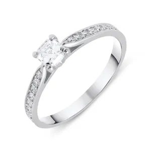 18ct White Gold 0.46ct Diamond Asscher Cut Engagement Ring D