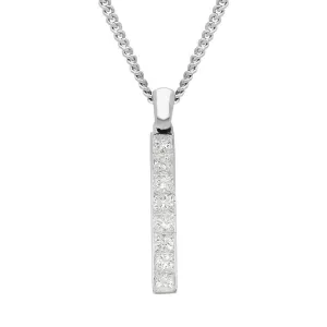 18ct White Gold 0.50ct Diamond Princess Cut Bar Necklace