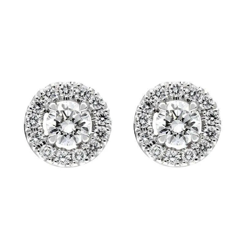 18ct White Gold 0.55ct Diamond Round Cluster Stud Earrings