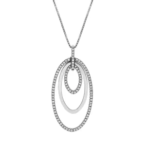 18ct White Gold 0.59ct Diamond Three Ellipse Necklace