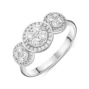 18ct White Gold 0.61ct Diamond Triple Pave Surround Ring