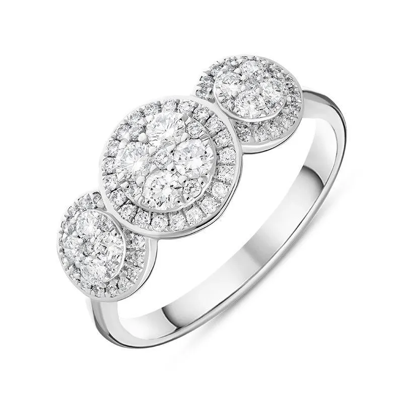 18ct White Gold 0.61ct Diamond Triple Pave Surround Ring