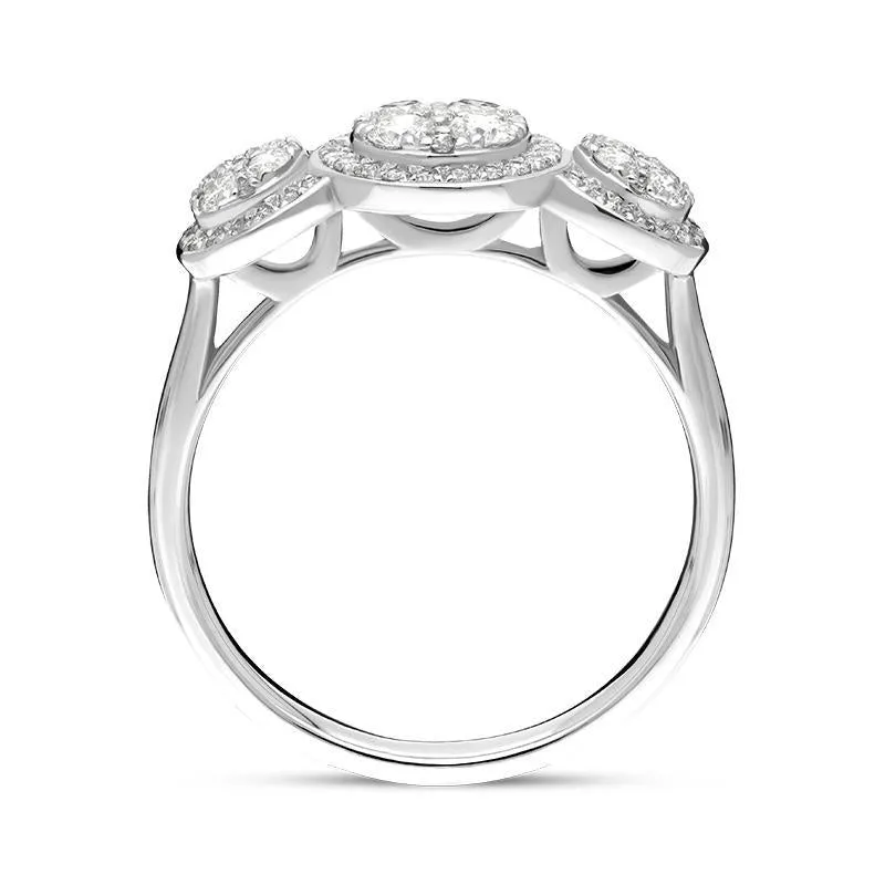 18ct White Gold 0.61ct Diamond Triple Pave Surround Ring