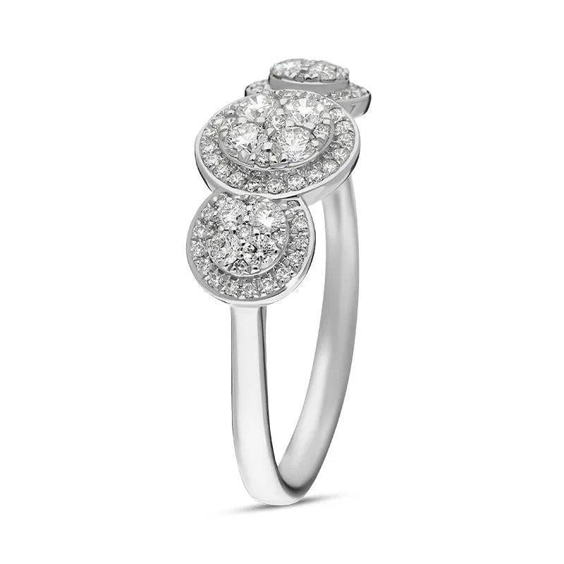 18ct White Gold 0.61ct Diamond Triple Pave Surround Ring