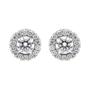 18ct White Gold 0.66ct Diamond Round Cluster Stud Earrings