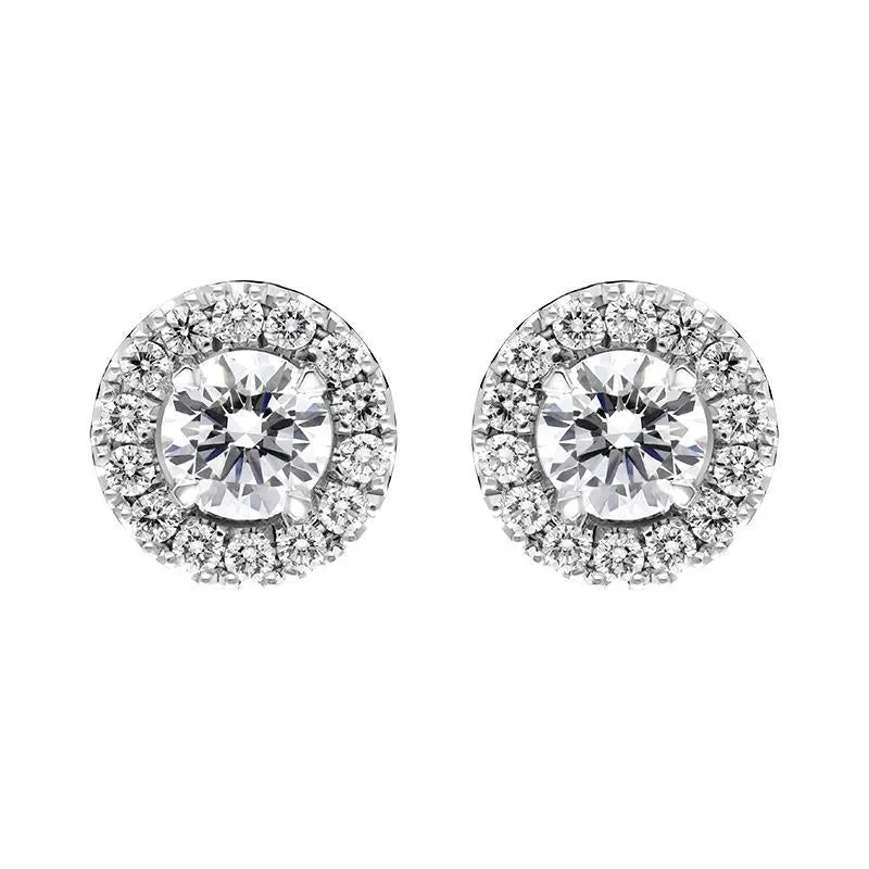18ct White Gold 0.66ct Diamond Round Cluster Stud Earrings