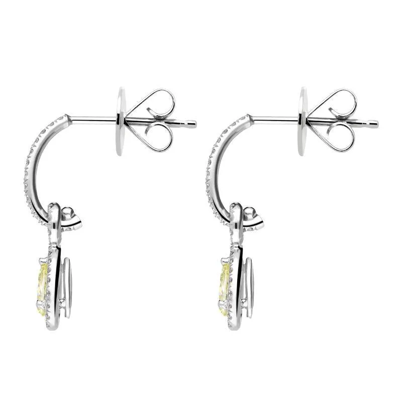 18ct White Gold 0.66ct Yellow Diamond Pear Drop Earrings