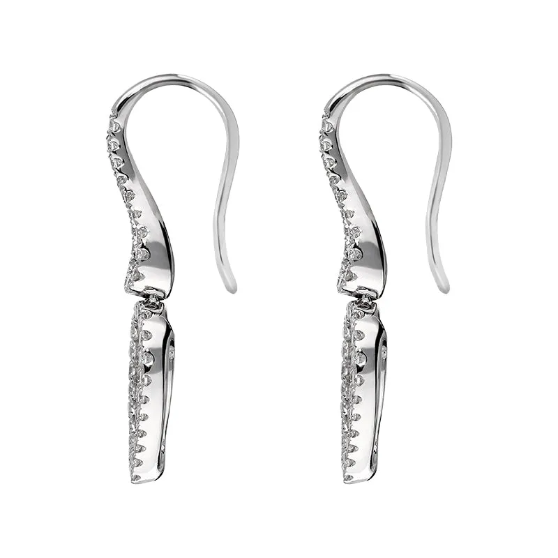 18ct White Gold 0.69ct Diamond Pave Set Leaf Drop Earrings D