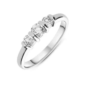 18ct White Gold 0.69ct Diamond Trilogy Bar Set Ring