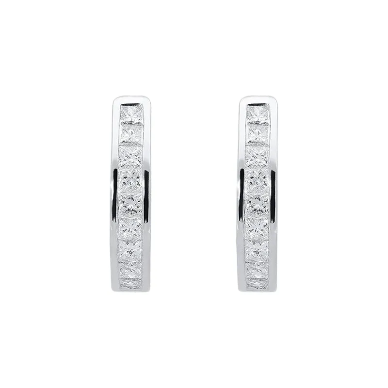 18ct White Gold 0.70ct Diamond Huggie Hoop Earrings