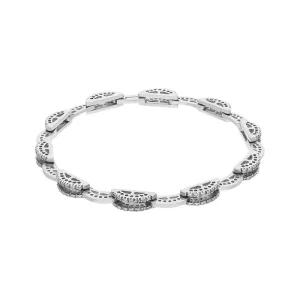 18ct White Gold 0.73ct Diamond Curved Bar Link Bracelet D